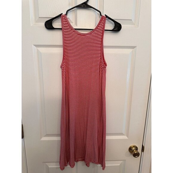 Red and White Striped Soft Cotton Dress Size Small - Picture 4 of 5